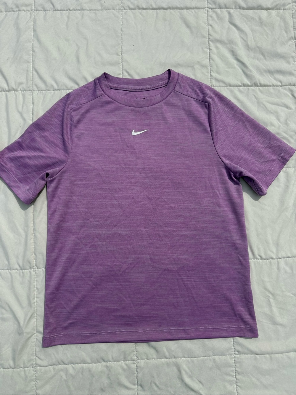 Nike kids Purple Short Sleeve Dri-FIT Tee with White Swoosh